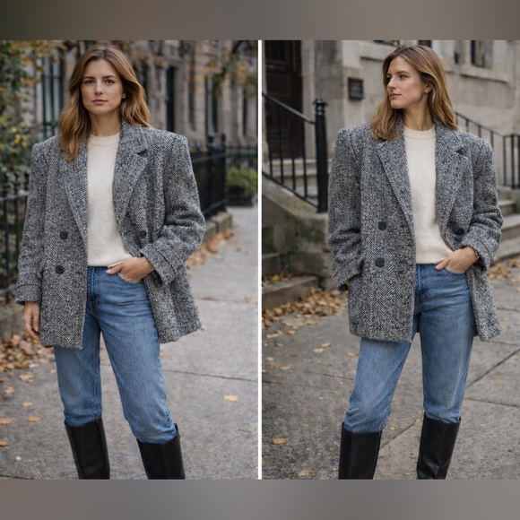 Vintage 90s Wool Blend Double Breasted Coat – Oversized Boxy Fit - Picture 11 of 12